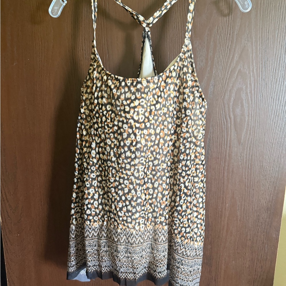 Coco Reef Leopard Print Mesh Tankini top with Black and Tan.  Size 38D